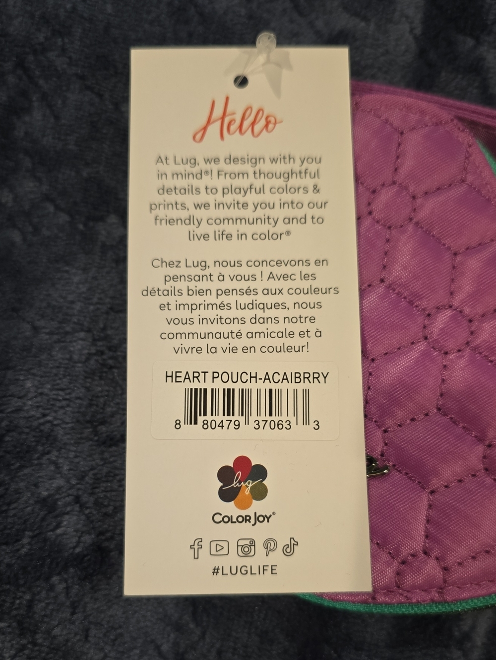 Lug Acai Berry Heart-shaped Quilted Coin Pouch - Picture 4 of 4